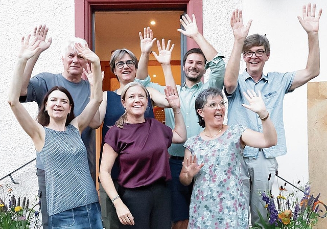 Vorstand des Vereins Erlebnisraum Tafeljura: hinten von links: Thomas Pfister (neu), Barbara Saladin (Geschäftsführerin), Dorian Wernli (neu), Matthias Huber (bisher)vordere Reihe von links: Marianne Schaub (Rücktritt), Florence Brenzikofer (Präs