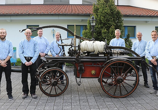 Die Hemmiker Handdruckspritze von 1895 wird bald wieder im Einsatz sein: am 18.Mai am Schweizer Wettbewerb in Wangs im Kanton St.Gallen, nächstes Jahr dann in Hemmiken am «Kräftemessen 2020».Foto: M. Schaffner