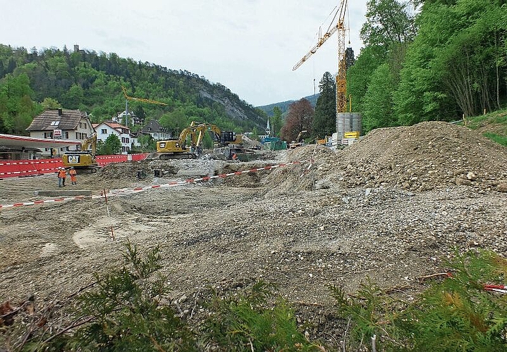 Wo der Waldenburger Bahnhof stand, befindet sich nun eine Baustelle.
