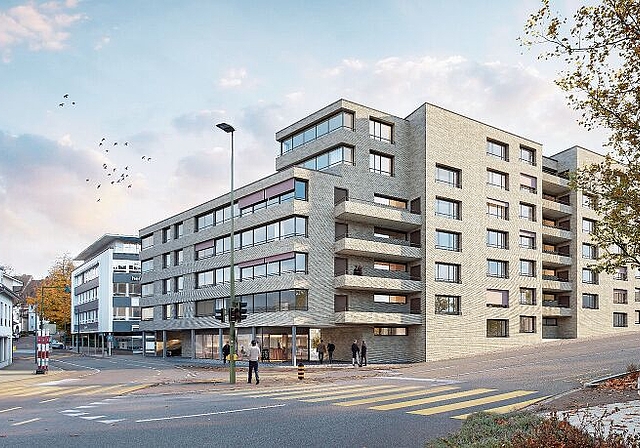 Blick von der Kantonalbank-Kreuzung auf das zukünftige Quartier. Grafiken: zvg