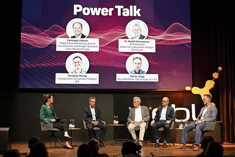 Power Talk der EBL: Expertenrunde mit Olivier Zingg, Rudolf Rechsteiner, Christoph Plattner und Christian Minnig.Foto: B. Eglin