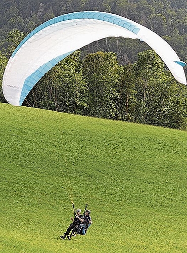 Sichere Landung von Pilot und Passagier.
