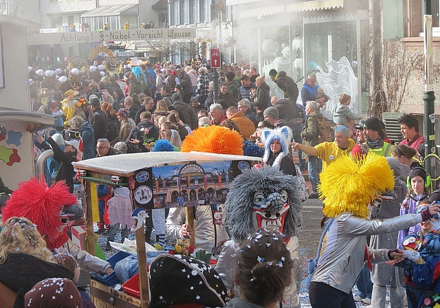 Der Umzug durch den Gelterkinder Dorfkern zog wieder die Massen an.Fotos: S. van Riemsdijk