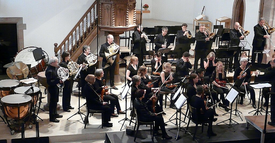 Die Blechbläser des Orchesters Liestal intonieren die Fanfare von Paul Dukas.