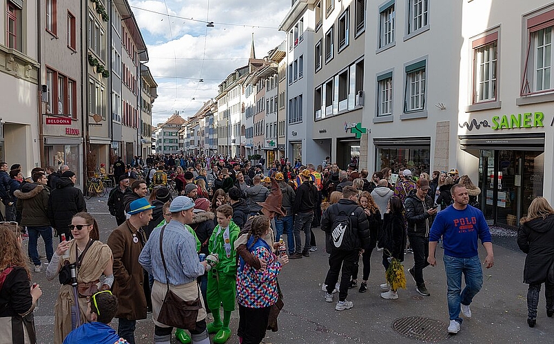 Trotz Fasnachtsverbot war das Stedtli gut besucht.Fotos: M. Herrmann