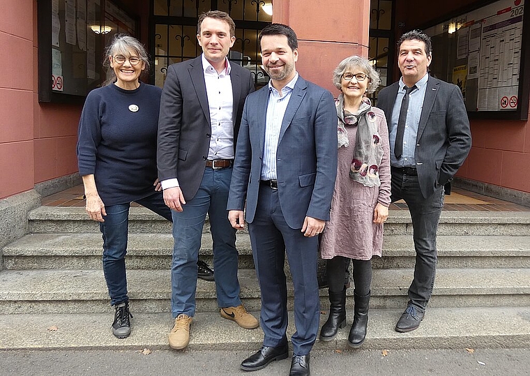 Der Stadtrat mit dem neuen Mitglied: Regula Nebiker, Lukas Felix, Daniel Spinnler, Marie-Theres Beeler, Daniel Muri (v.l.) .