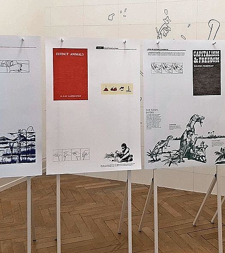 Lourenço Soares: «flipcharts (cars, dinosaurs, free markets)» und «Moritz (redrawn with permission from original artwork by Esther Premru», 2022.
