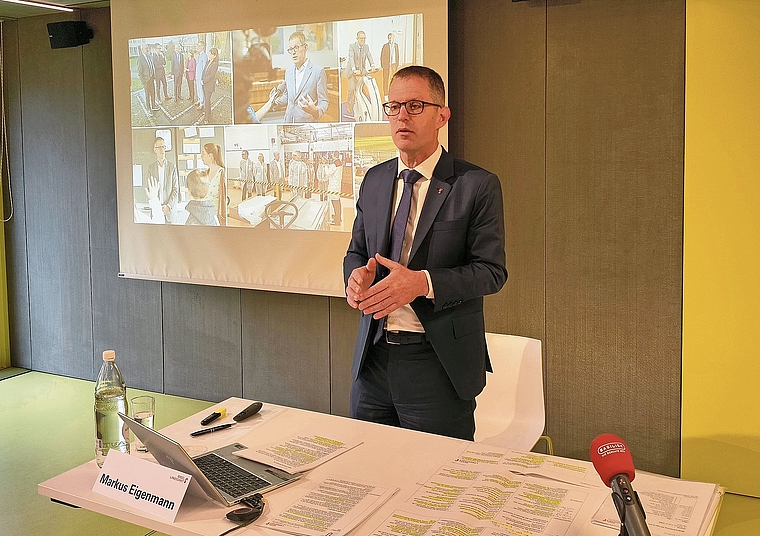 Regierungsrat Markus Eigenmann sprach erstmals vor versammelter Medienschar über seine Schwerpunkte in der laufenden Legislatur.Foto: M. Schaffner