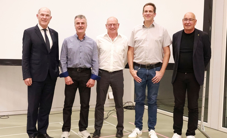 Toni Lauber, «Turbofredi» Rickenbacher, Marcel Aeschbacher, Thomas Zumbrunn und Peter Weber. Foto: B. Eglin