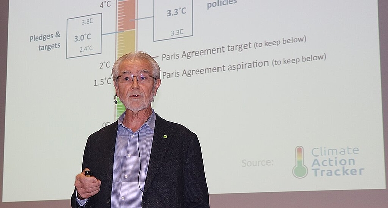 Die Klimawandel-Temperatursäule steigt: Hans Rudolf Herren fordert einen Paradigmenwechsel. Foto: M. Schaffner