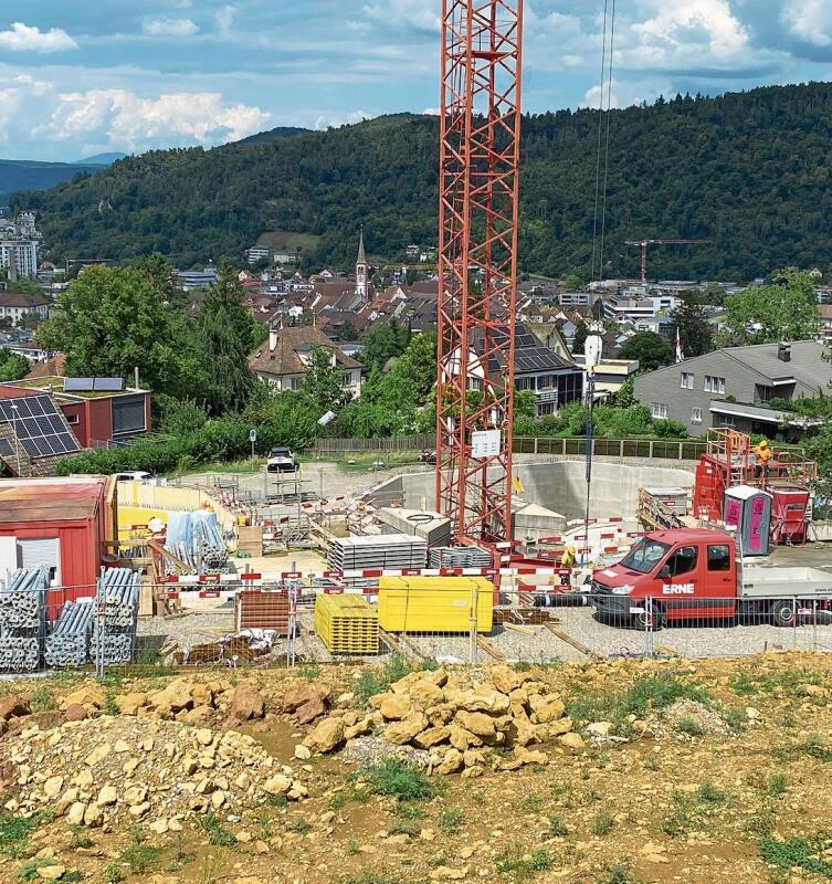 Die Baustelle des Reservoirs Burg an der Seltisbergerstrasse oberhalb Liestals.