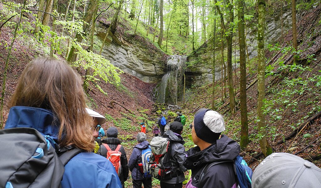 Wasser war das Thema der geführten Wanderung, hier am Wasserfall des Murenbach. fotos: j. hug
